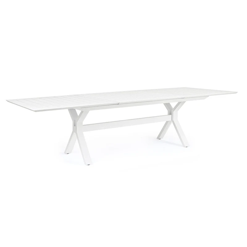 Tavolo allungabile "Kenyon" con struttura in alluminio Bianco 180/240 x 100 cm per esterno