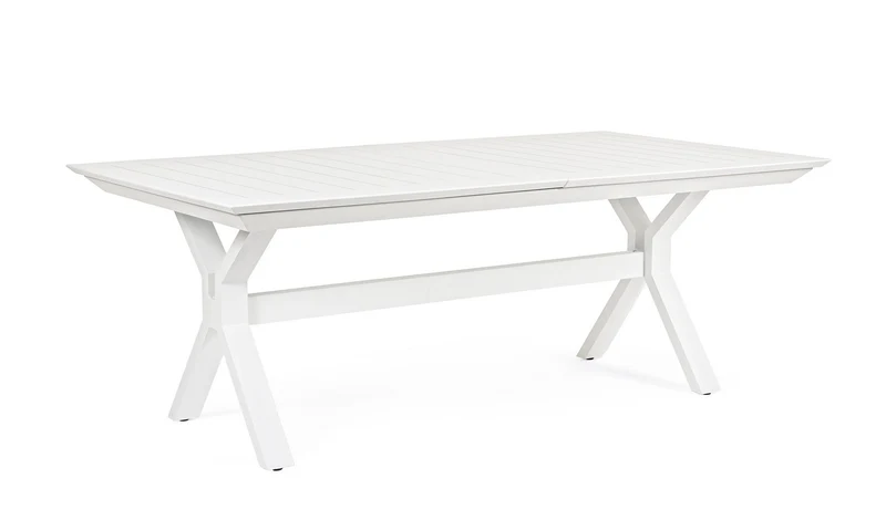 Tavolo allungabile "Kenyon" con struttura in alluminio Bianco 180/240 x 100 cm per esterno