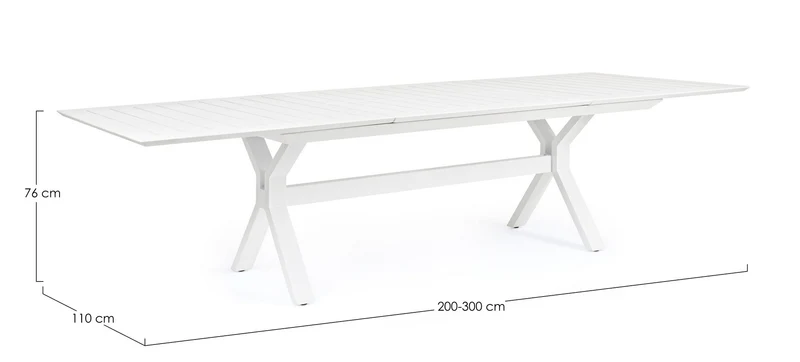 Tavolo allungabile "Kenyon" con struttura in alluminio Bianco 180/240 x 100 cm per esterno