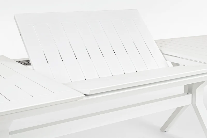 Tavolo allungabile "Kenyon" con struttura in alluminio Bianco 180/240 x 100 cm per esterno
