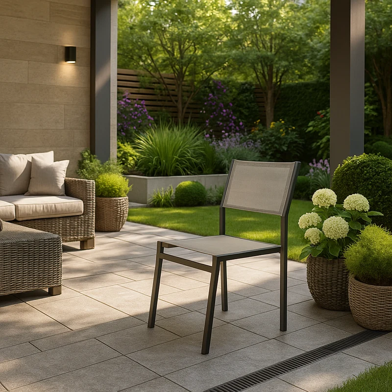 Sedia "Antigua" struttura in alluminio Taupè verniciato con texilene da giardino per esterno