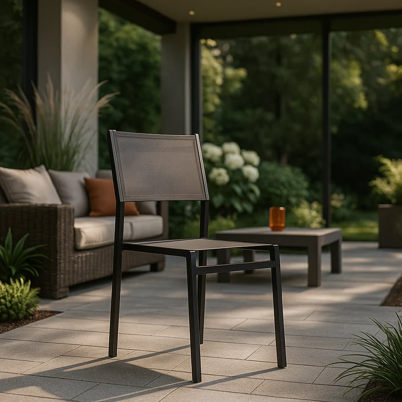 Sedia "Antigua" struttura in alluminio Taupè verniciato con texilene da giardino per esterno