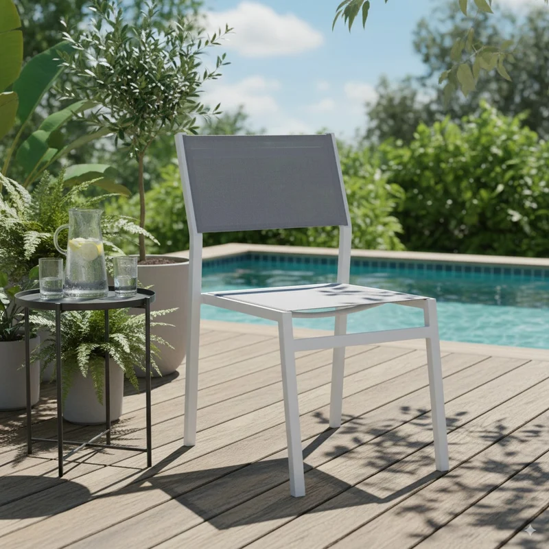 Tavolo allungabile "Santorini" in alluminio Bianco e Polywood dogato per esterno 180/240x100 cm