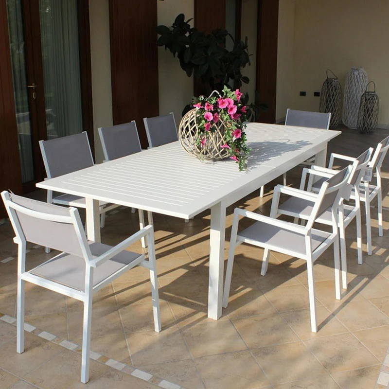 Sedia "Antigua" struttura in alluminio Grigio verniciato con texilene da giardino per esterno