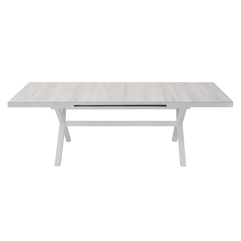 Tavolo allungabile "Zante" in alluminio Bianco e Gres porcellanato per esterno 205\260 x 105 cm
