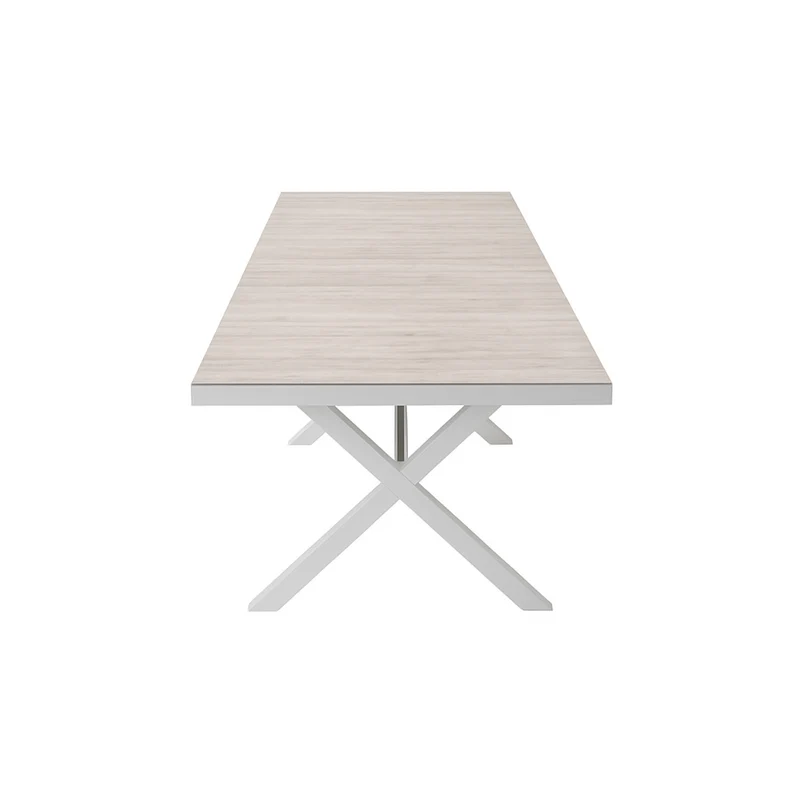 Tavolo allungabile "Zante" in alluminio Bianco e Gres porcellanato per esterno 205\260 x 105 cm