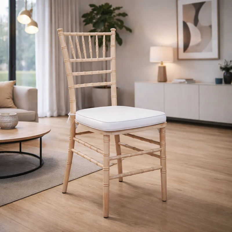 Sedia "Chiavarina" struttura in legno colore bianco e cuscino per bar e ristorazione