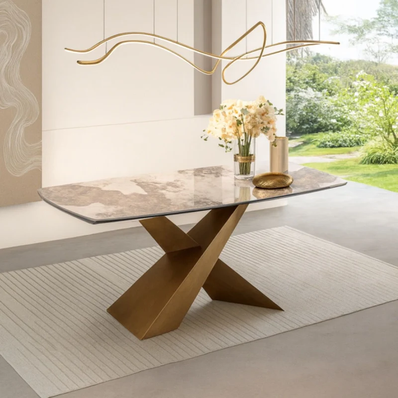 Tavolo "Procyon" con gambe verniciatura spazzolata e piano in ceramica, design moderno, 180/260 x 90 x h 75 cm