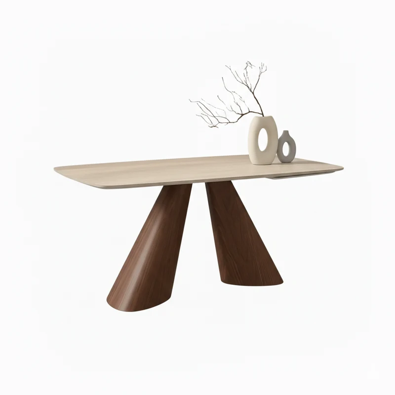 Tavolo "Aldebaran" con piano in ceramica finitura travertino, design moderno, 180/260 x 90 x h 75 cm