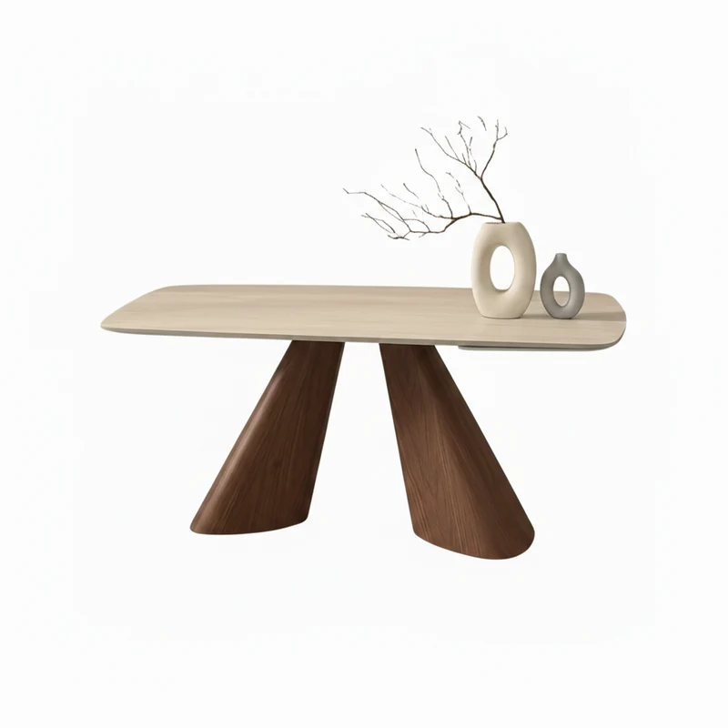 Tavolo "Aldebaran" con piano in ceramica finitura travertino, design moderno, 180/260 x 90 x h 75 cm