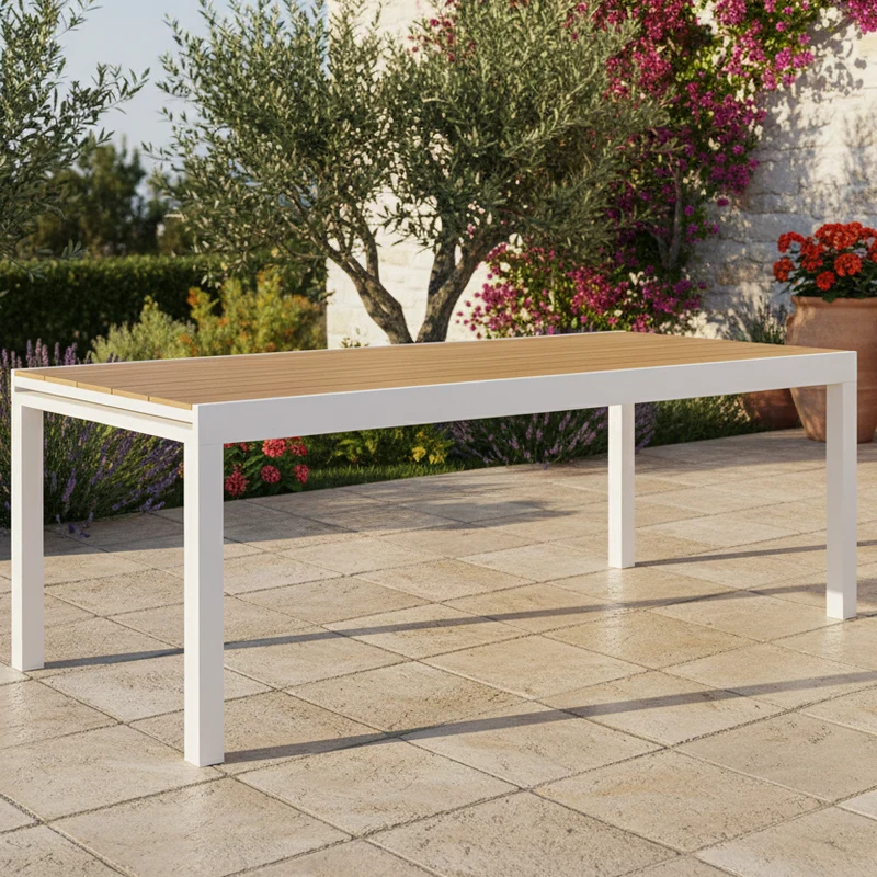 Tavolo allungabile "Elias" in alluminio e polywood da esterno per giardino 300 cm
