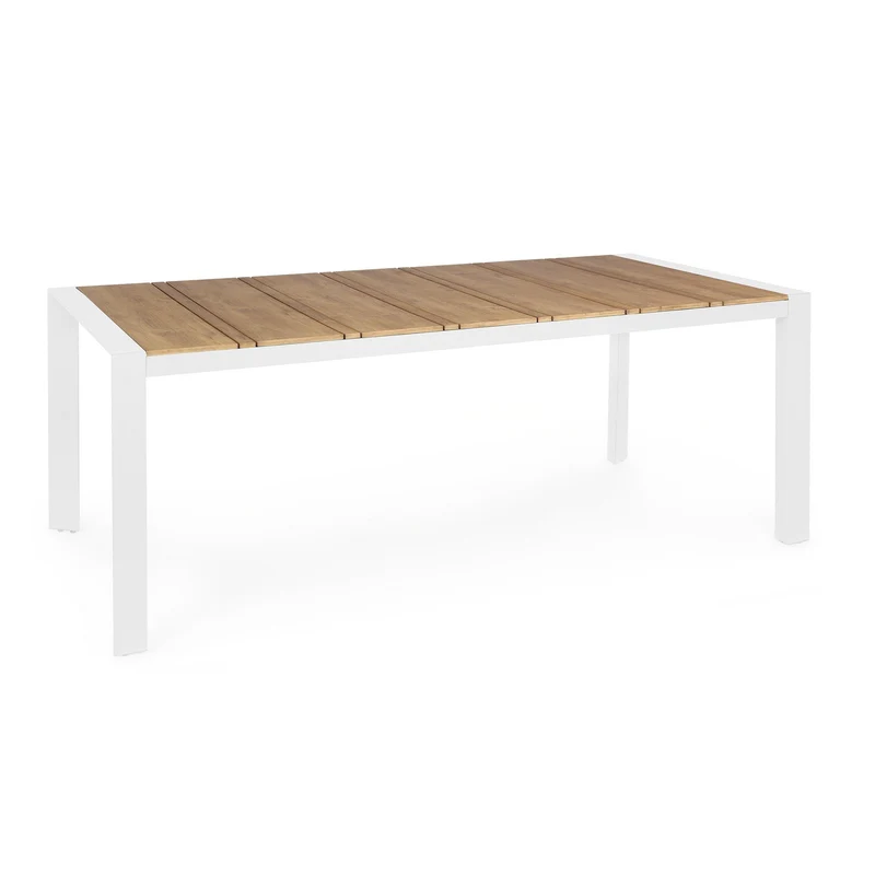 Tavolo "Elias" per esterno, con struttura in alluminio Bianco, piano in Polywood, 198 x 100 cm