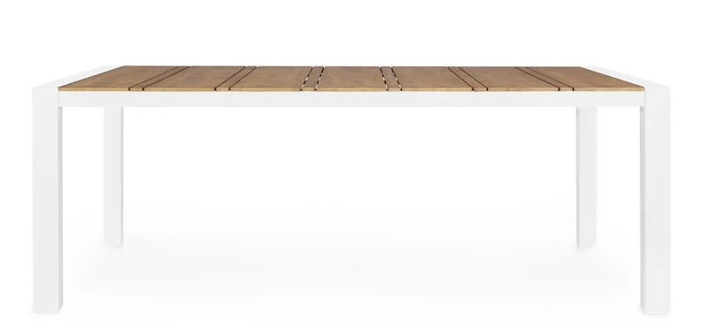 Tavolo "Elias" per esterno, con struttura in alluminio Bianco, piano in Polywood, 198 x 100 cm