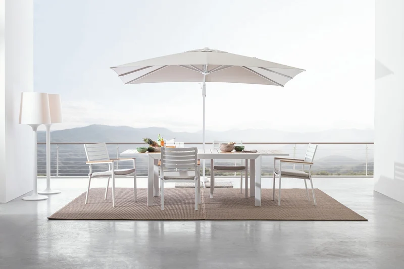 Tavolo allungabile "Belmar" in alluminio Bianco effetto legno per esterno