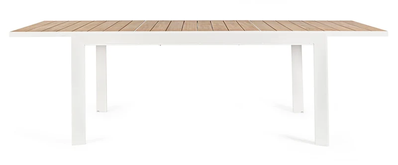 Tavolo allungabile "Belmar" in alluminio Bianco effetto legno per esterno