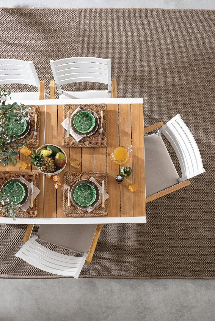 Tavolo allungabile "Belmar" in alluminio Bianco effetto legno per esterno