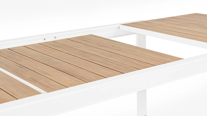 Tavolo allungabile "Belmar" in alluminio Bianco effetto legno per esterno
