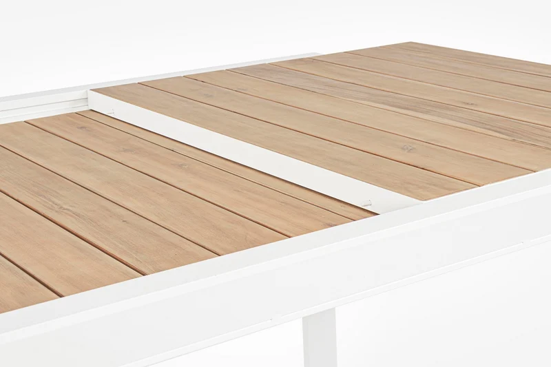 Tavolo allungabile "Belmar" in alluminio Bianco effetto legno per esterno