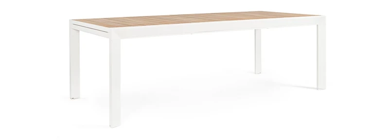 Tavolo allungabile "Belmar" in alluminio Bianco effetto legno per esterno