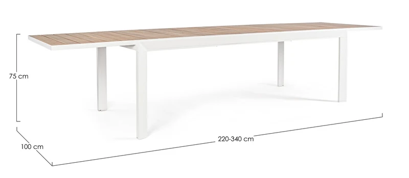 Tavolo allungabile "Belmar" in alluminio Bianco effetto legno per esterno