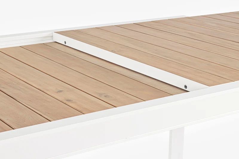 Tavolo allungabile "Belmar" in alluminio Bianco effetto legno per esterno