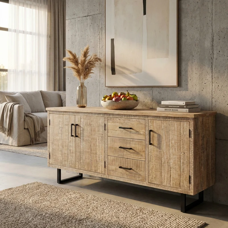 Credenza Barret in Legno Materico e Metallo