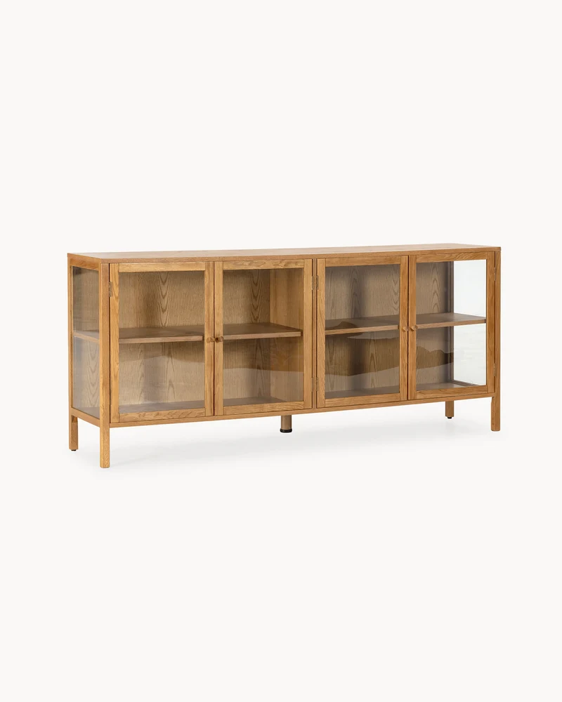 Credenza in legno di rovere con ante in vetro Ceci