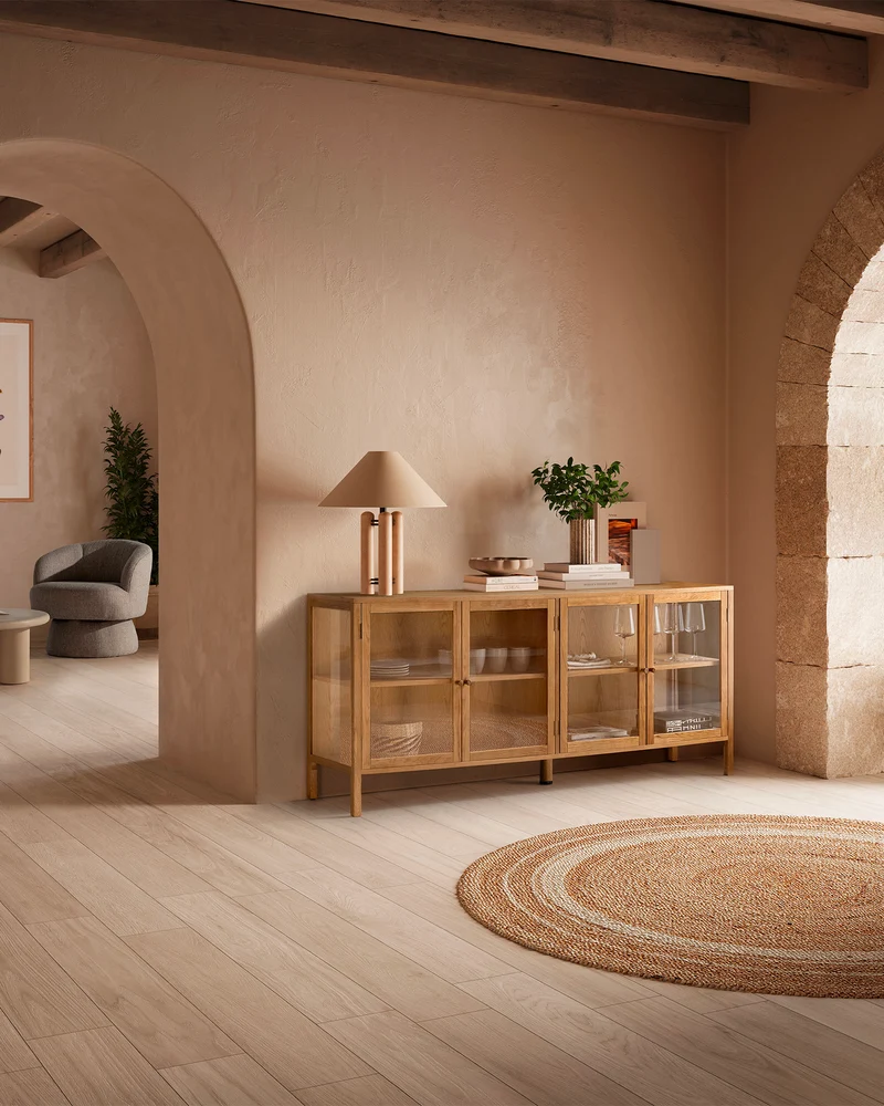 Credenza in legno di rovere con ante in vetro Ceci