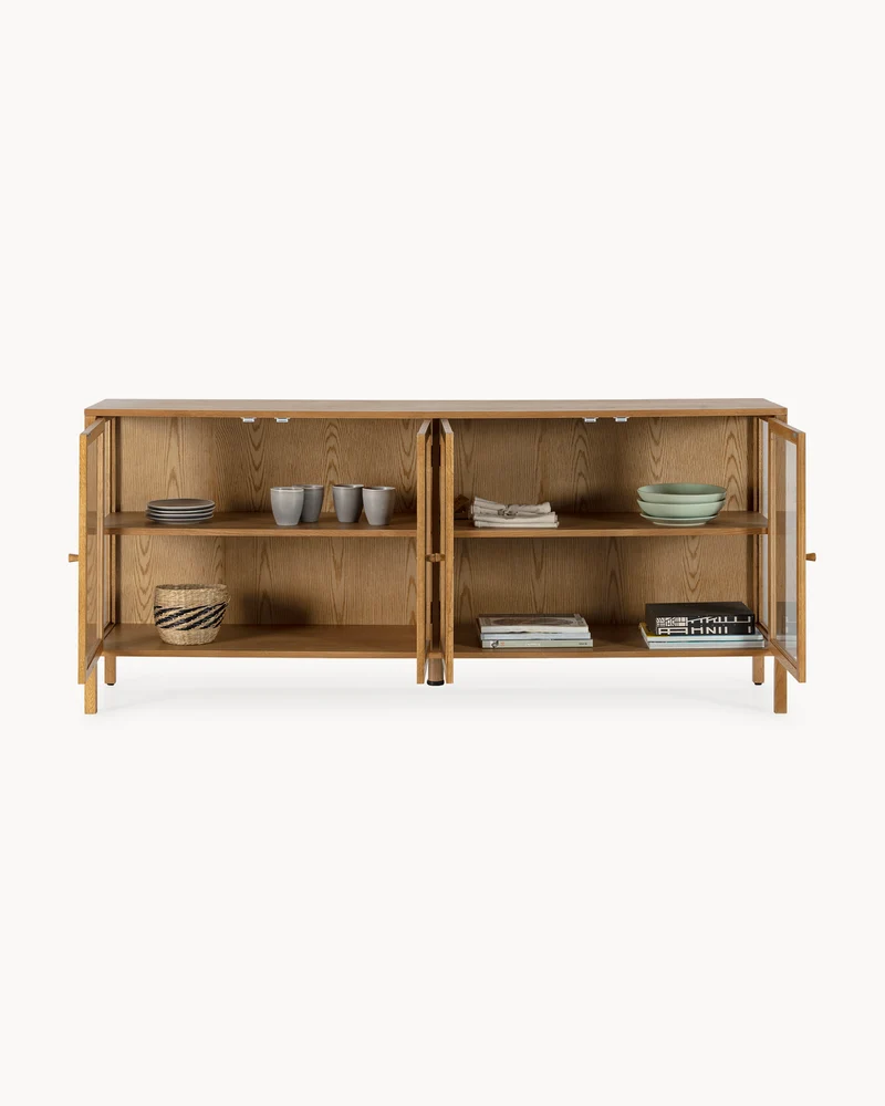 Credenza in legno di rovere con ante in vetro Ceci