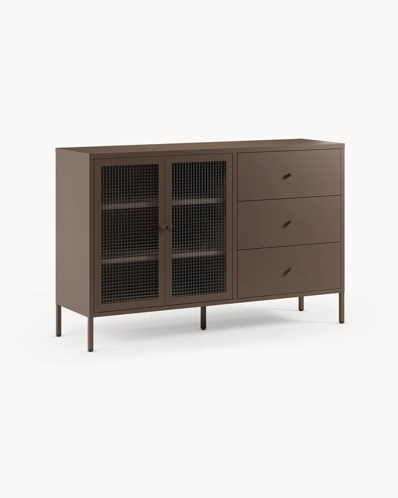 Credenza in metallo e vetro Layna