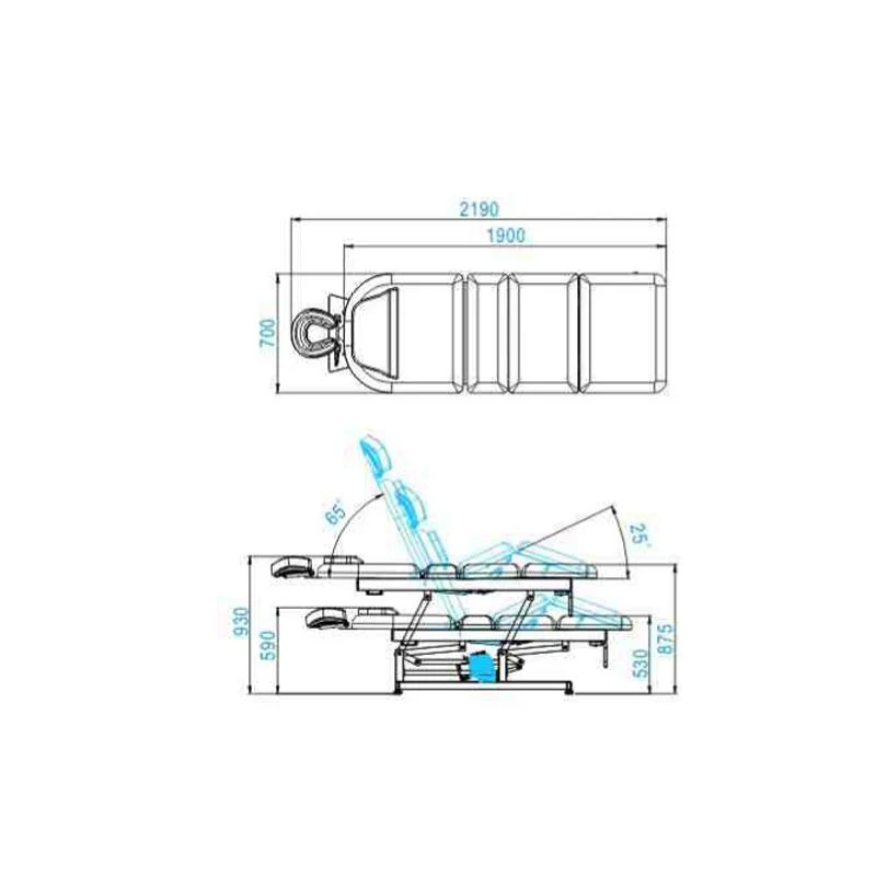 Lettino Elettrico per Estetica, Massaggi o Fisioterapia | mod. Azzurro 693a (bianco)