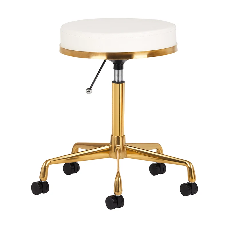 Sgabello dorato per estetista | cod. POL-H4 (bianco/oro)