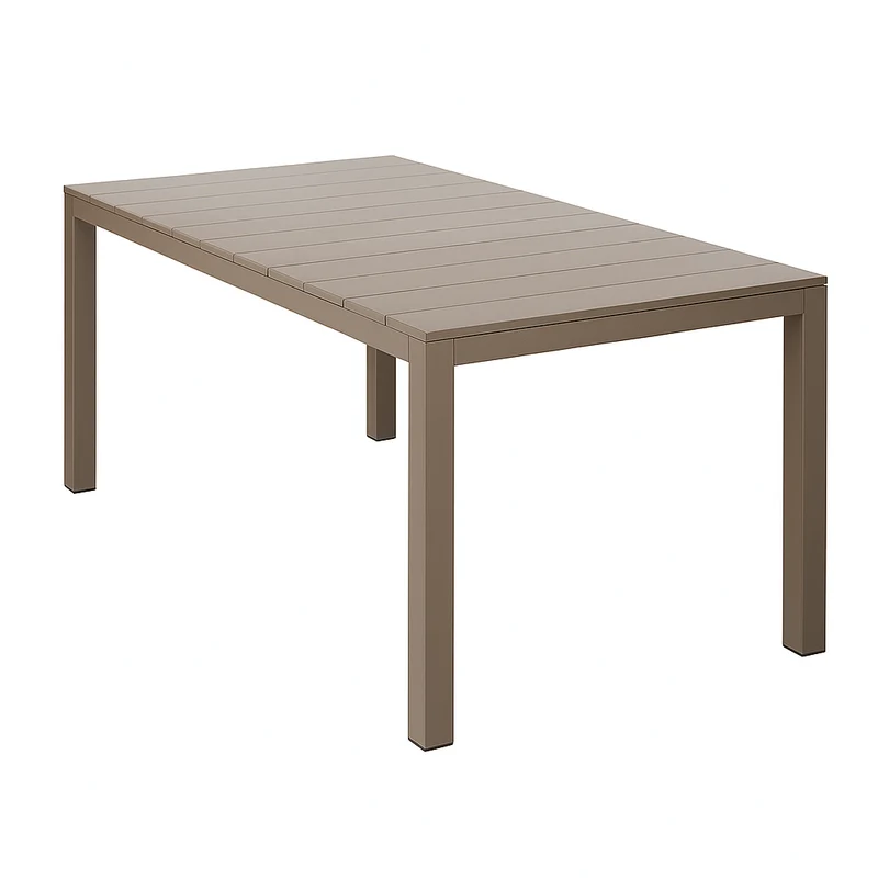 Tavolo allungabile Taupè "Seychelles" piano telescopico con doghe in alluminio per giardino e veranda 215/285 cm