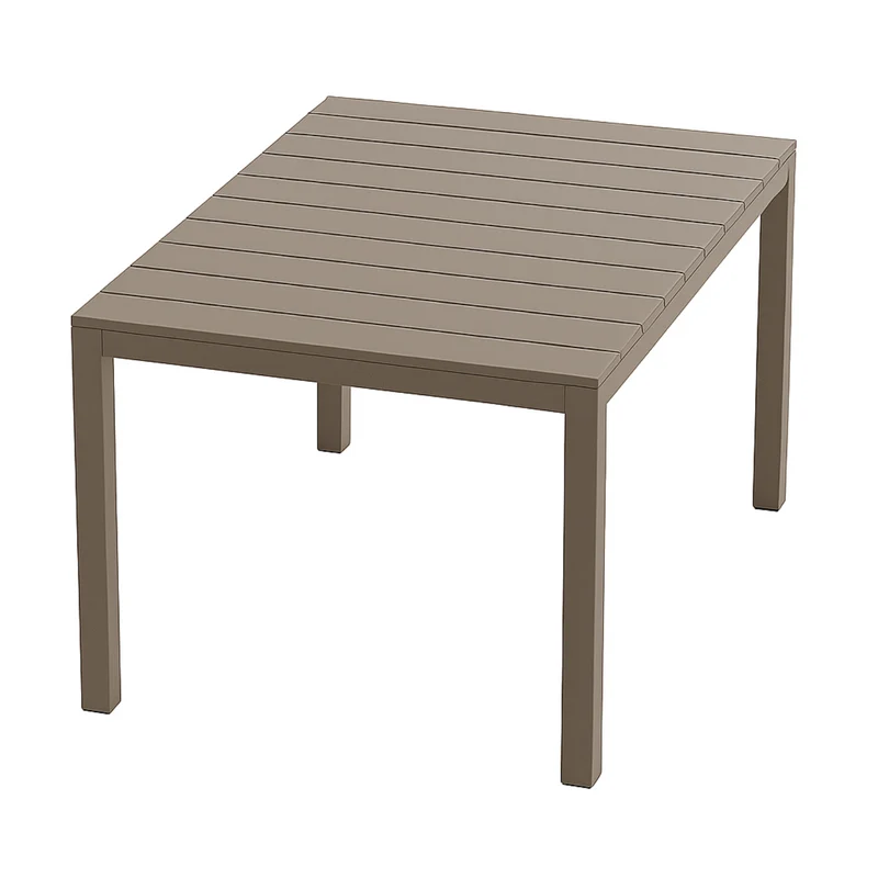 Tavolo allungabile Taupè "Seychelles" piano telescopico con doghe in alluminio per giardino e veranda 215/285 cm