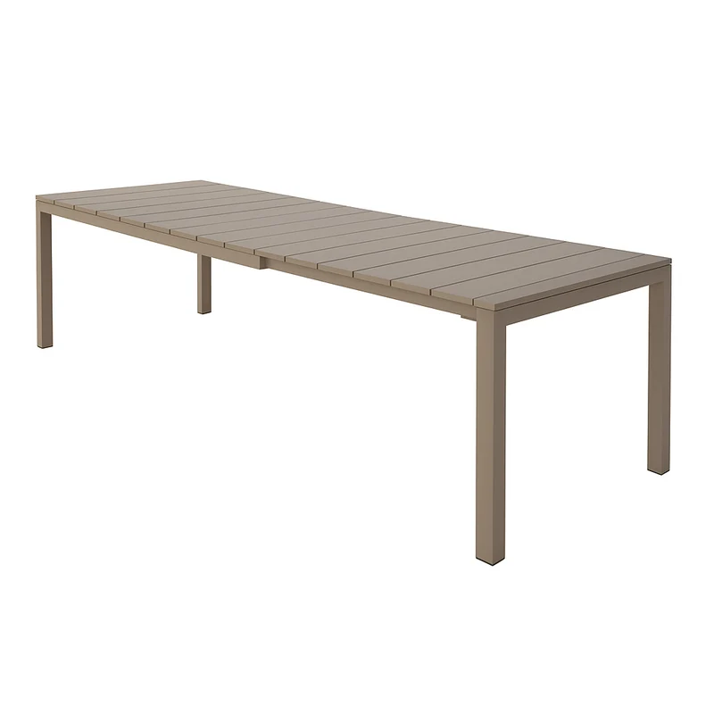 Tavolo allungabile Taupè "Seychelles" piano telescopico con doghe in alluminio per giardino e veranda 215/285 cm