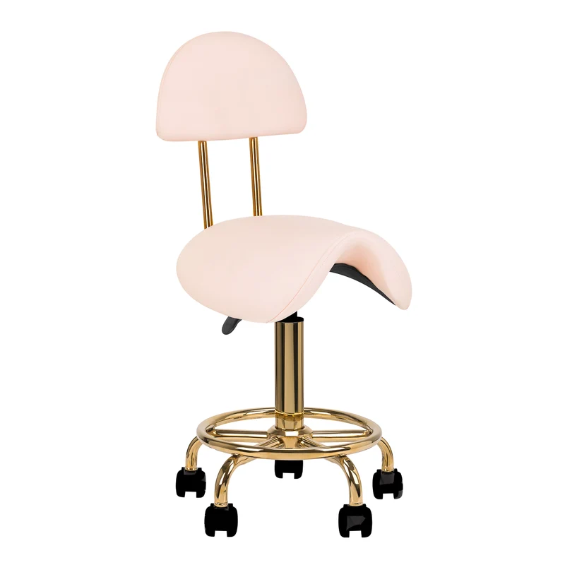 Sgabello dorato a sella con schienale | cod. 6001 (rosa)