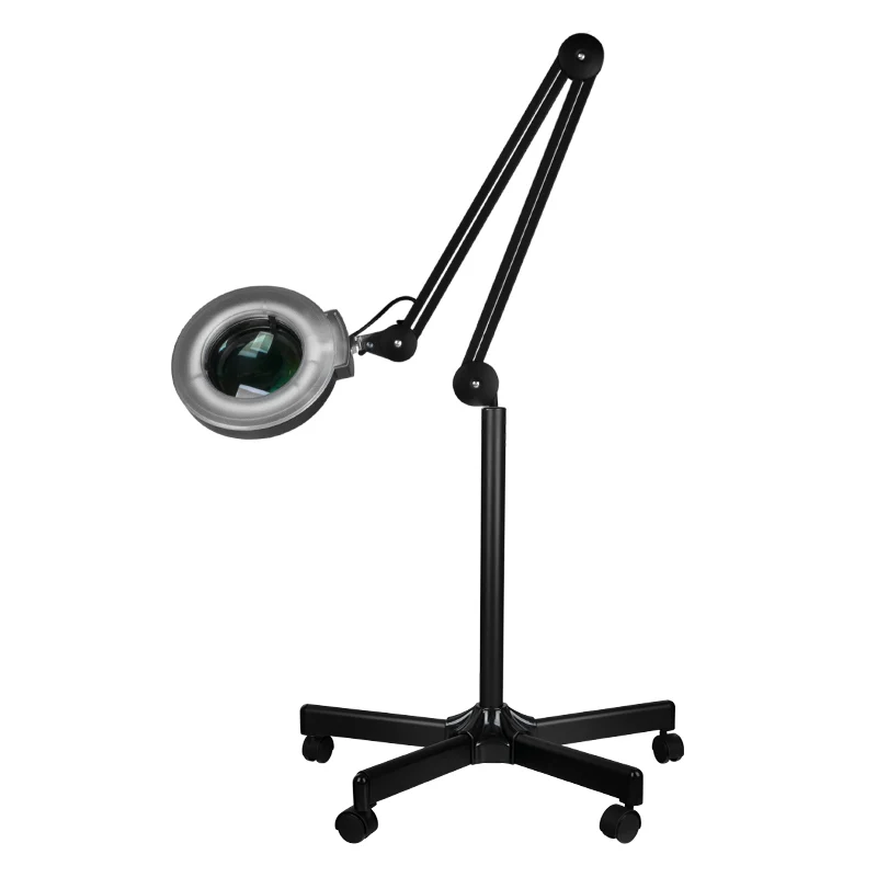 Lampada con lente d'ingrandimento a LED 5 diottrie + stativo a 5 ruote