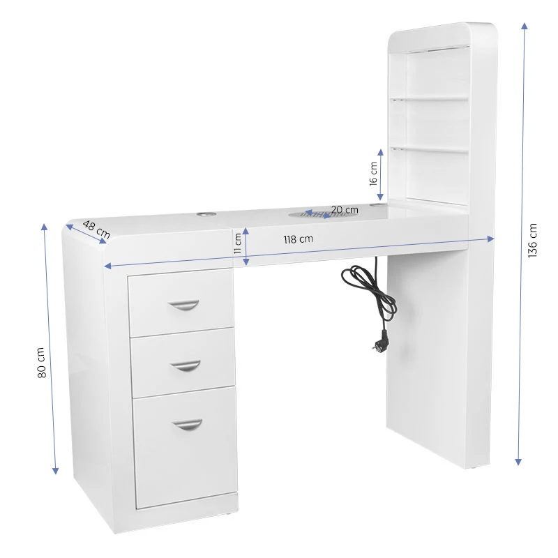 Tavolo manicure con espositore e aspiratore | Mod. DESK 310 (Cassettiera a Sinistra)