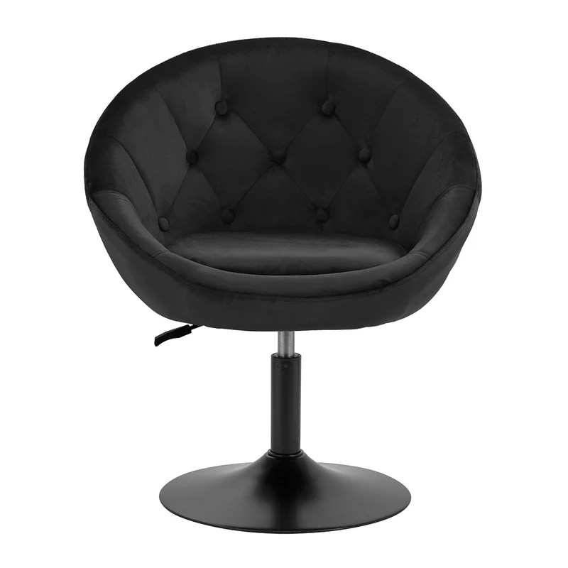 Poltroncina in velluto girevole | 4Rico QS-BL12G (nero/nero)