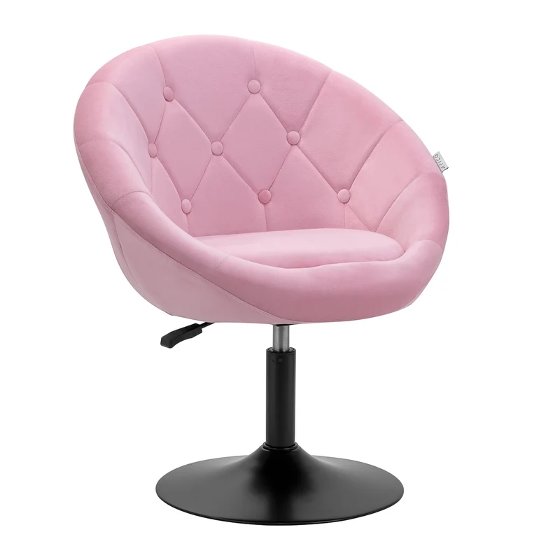 Poltroncina in velluto girevole | 4Rico QS-BL12G (rosa/nero)