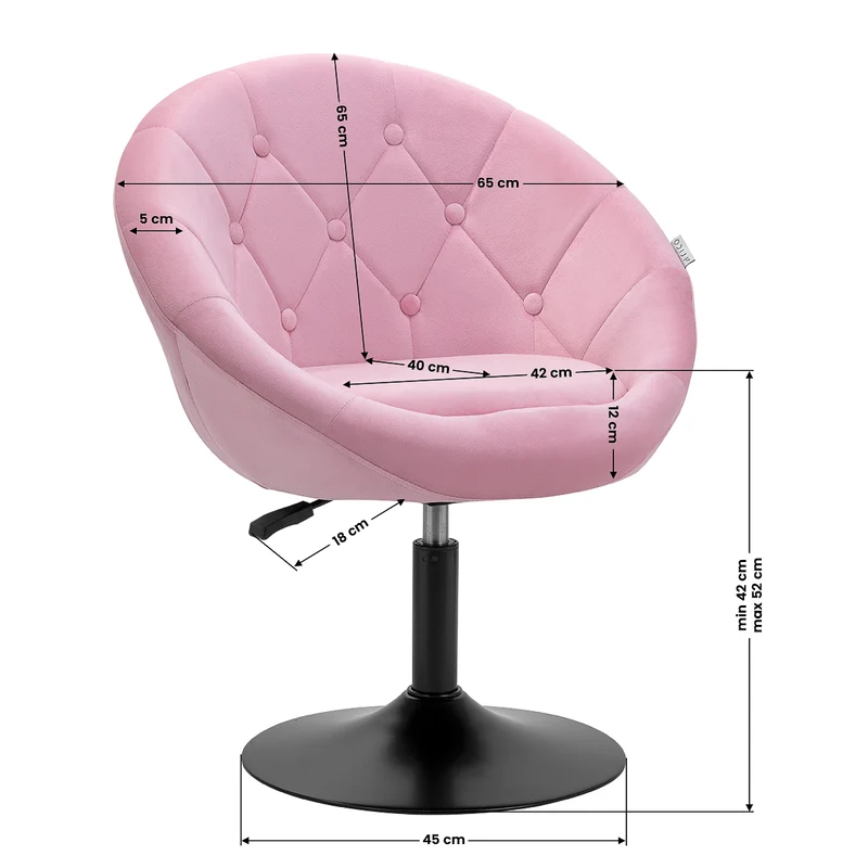 Poltroncina in velluto girevole | 4Rico QS-BL12G (rosa/nero)