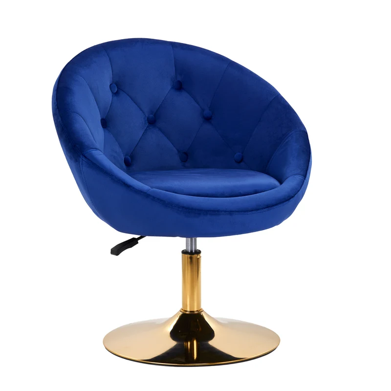 Poltroncina girevole in velluto | 4Rico QS-BL12G (navy blue)
