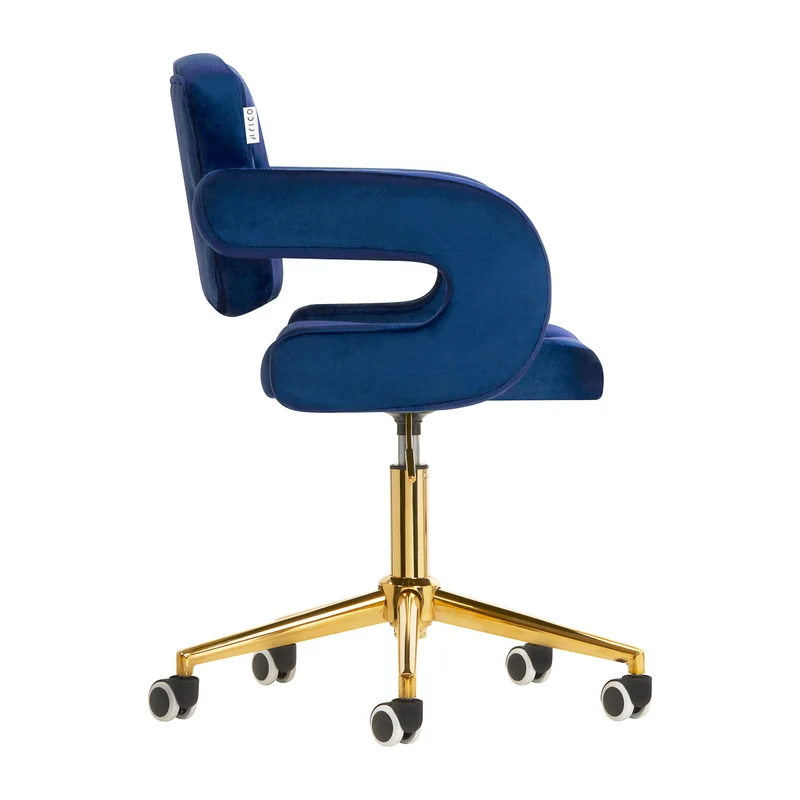 Poltroncina in velluto con ruote | 4Rico QS-OF213G (navy blue)