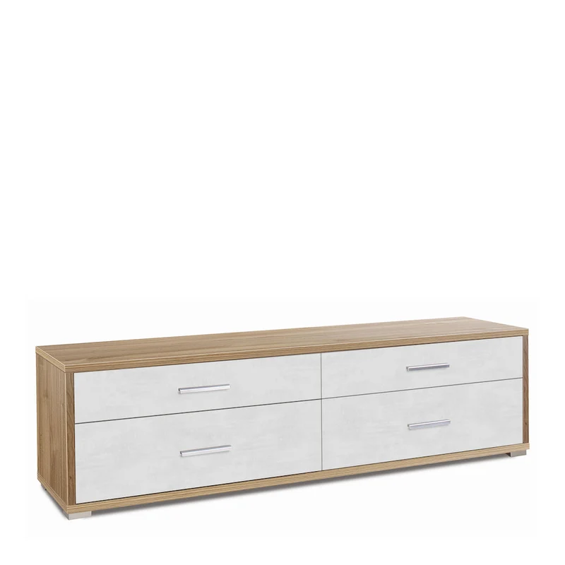 Cassettiera moderna 4 cassetti, minimal e ampia superficie d’appoggio – 179x47x50 cm