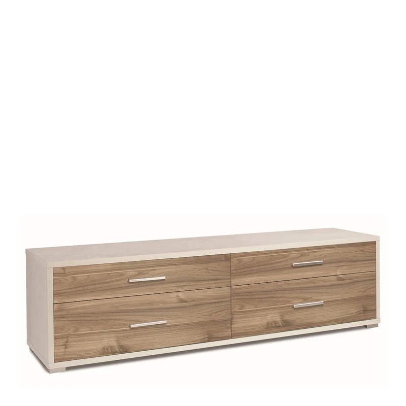 Cassettiera moderna 4 cassetti, minimal e ampia superficie d’appoggio – 179x47x50 cm