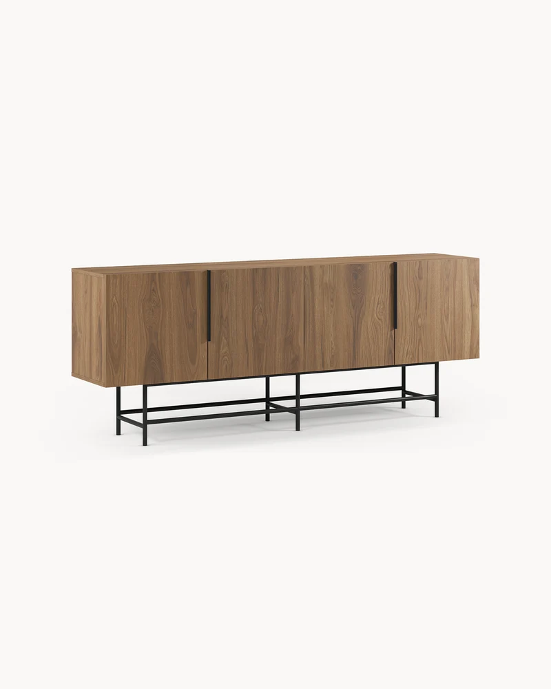 Credenza effetto legno con gambe in metallo Eldia