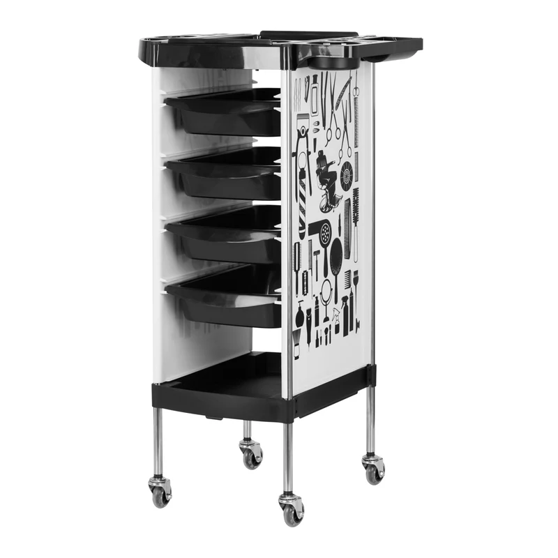 Carrello per parrucchiere Gabbiano X11-9 con Grafica Nera