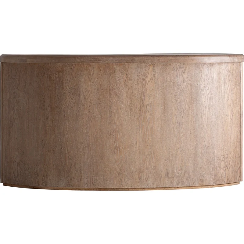 Bancone Reception Curvo in Rovere e Marmo Design Moderno