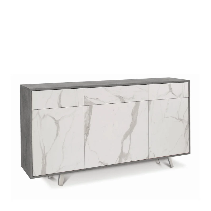 Madia moderna 3 ante con 3 cassetti push-pull – 164x41x92 cm