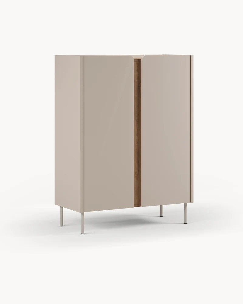 Credenza alta con piano effetto rovere Lucile